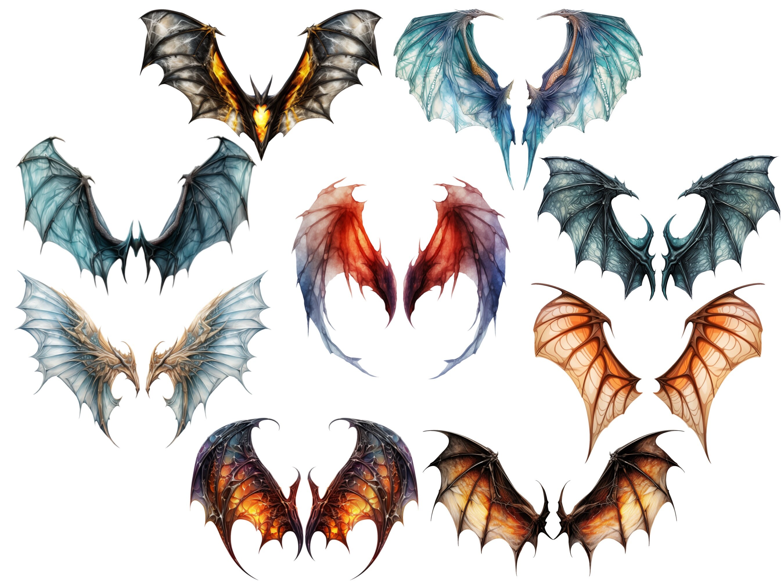 ドラゴンの翼のPNGバンドル、ドラゴンの翼のクリップアート、ドラゴン