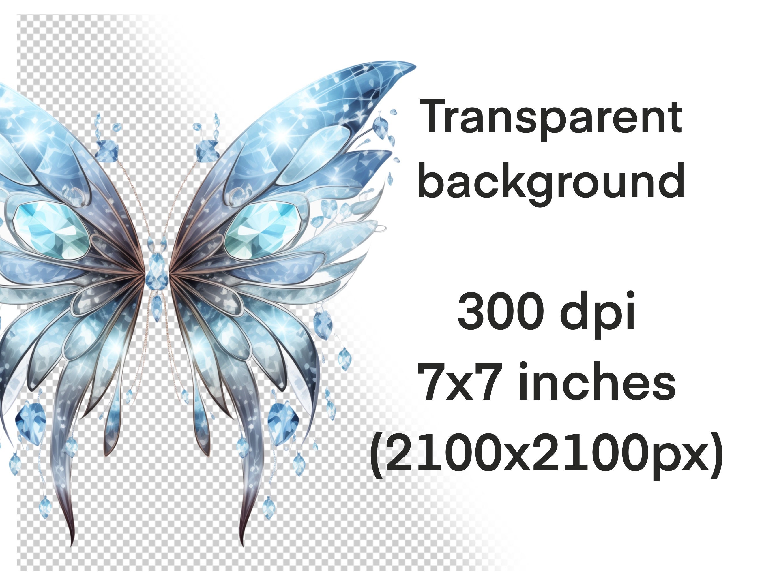 Crystal Fairy Wings PNG Bundle, Blue Butterfly Wings Png, Fairy Png ...