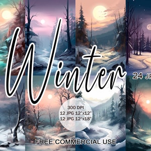 Imágenes prediseñadas de invierno, paquete de imágenes en formato jpeg de paisajes de bosques nevados, para diseño, impresión, collage, álbumes de recortes, diarios basura, etc. Uso comercial gratuito