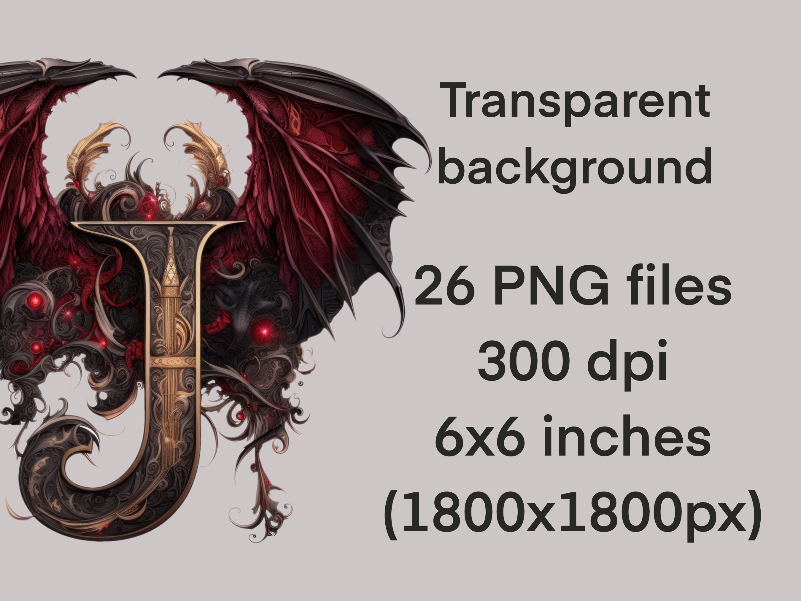 Demonic Gothic Alphabet Clipart, Dark Aesthetic Letters Png Bundlle ...
