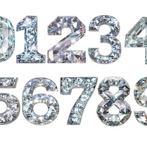 Diamond Numbers PNG Bundle, Crystal Number Figure Clipart, Digital ...