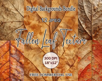 Fallen Fall Leaves Textures Set, Autrumn Leaf Digital Paper Pack, Red & Yelloow Background Clipart Bundle, Instant download Backdrops
