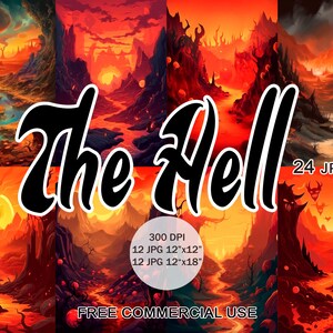 Clipart feu de l'enfer | Paysage d'horreur post-apocalyptique et fond JPEG d'art sur le magma