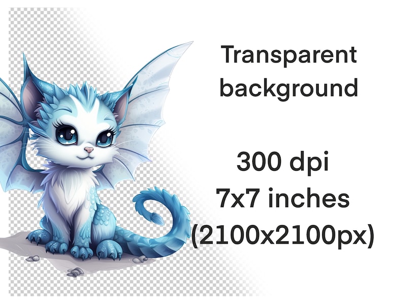 Cute Dragon Cat PNG Bundle, Baby dragon clipart, Cute kitten clipart, Fantasy baby animals png, Fairy cat art, Cute little dragon images image 6