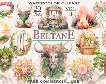 Mystical Beltane PNG bundle, Wheel of the year art, Celtic spiritual clipart, Digital wiccan art, Occult pagan clipart, Wiccan clipart