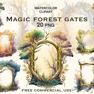 霧の森のクリップアート、フレームのクリップアート、魔法の木、魅惑の森のクリップアート、魔法の森の png、暗い森のアート、生命の木