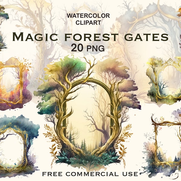 Misty forest clipart, Frame clipart, Magic wood, Enchanted forest clipart, Magical forest png, Dark forest art, Tree of life