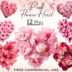 Rosa Blumen Herzen Clipart, Valentinstag Herzen PNG, Valentinstag PNG, Valentinstag PNG, Valentinstag Blumen Clipart, Valentinstag Clipart