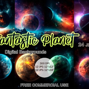 Fantasy planeten jpeg, sci-fi concept art, sci-fi digitaal papier, ruimte achtergrond jpg, planeten clipart, sci-fi clipart, ruimte clipart