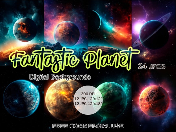 Fantasy planets jpeg, Sci fi concept art, Sci fi digital paper, Space backdrop jpg, Planets clipart, Sci fi clipart, Space clipart
