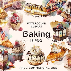 Watercolor baking clipart, Watercolor cake clipart, Watercolor clipart, Bakery clipart, Baking png, Baking clipart, Cake clipart