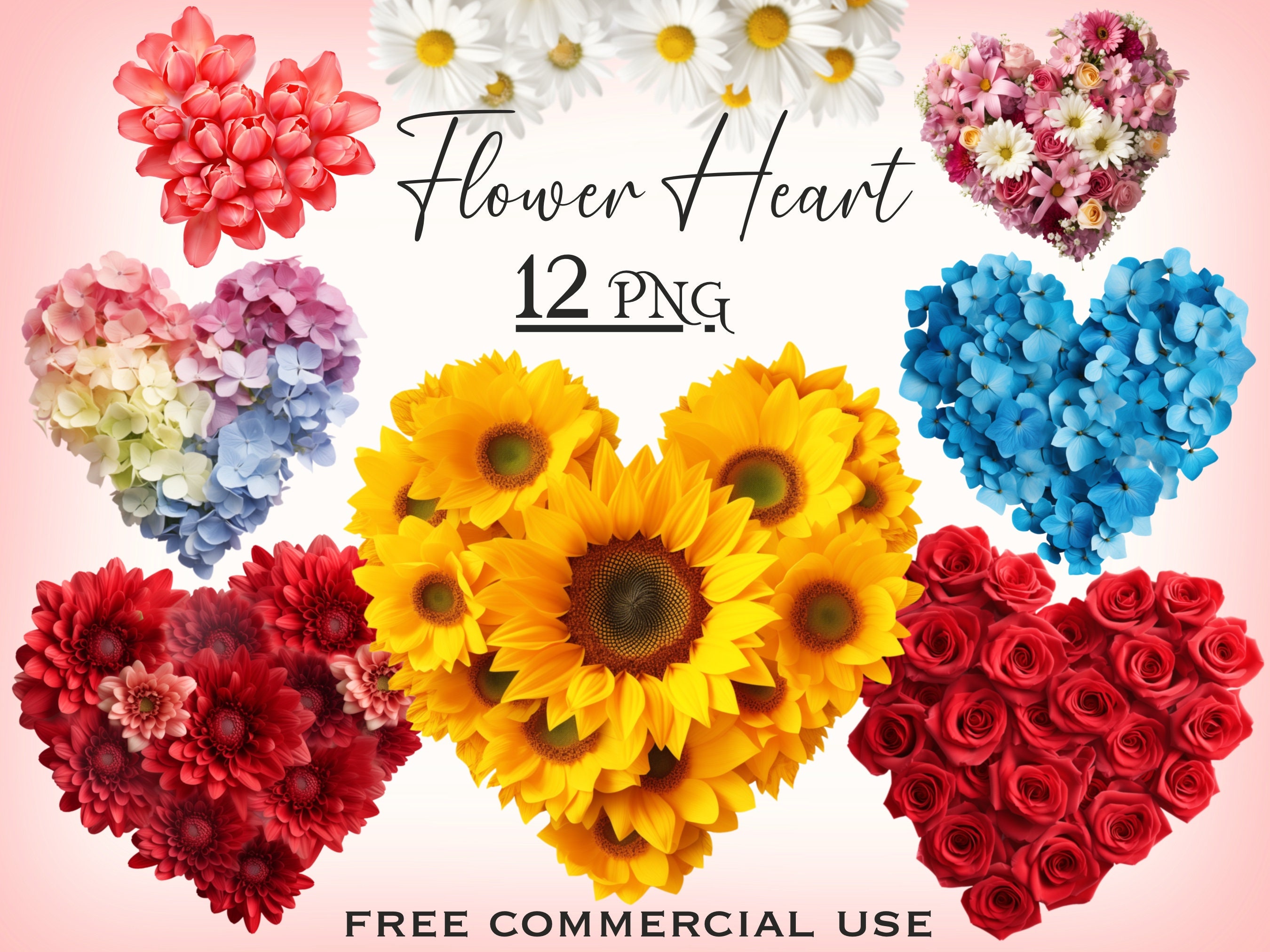 Flower Hearts Clipart, Valentine Heart Png, Valentines Day Png ...