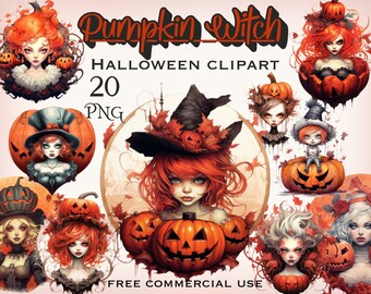 Pumpkin witch png bundle, Halloween witch clipart, Halloween pumpkin png, Wichcraft clipart, Pumpkins witch bundle, Free commercial use