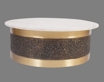 Metal Cladding Coffee Table With Onyx Marble
