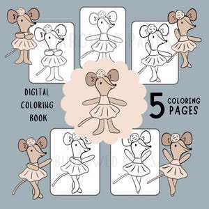 5 Coloring Pages of Ballerina Little Mice | Ballet Theme | Coloring ...