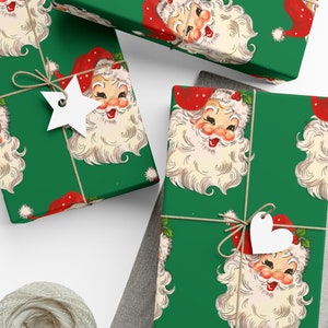 Christmas Santa Gift Wrap, Christmas Wrapping Paper Roll, Vintage Santa Wrapping Paper, Vintage Christmas Wrapping Paper, Holiday Gift Wrap