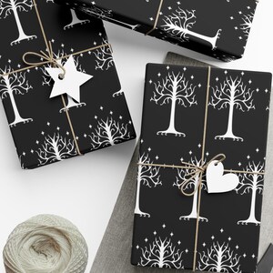 LOTR Wrapping Paper, LOTR Gift Wrap, LOTR Christmas Gift Wrapping Paper, Tree of Gondor Wrapping Paper Roll, Gondor Gift Wrapping Paper image 1