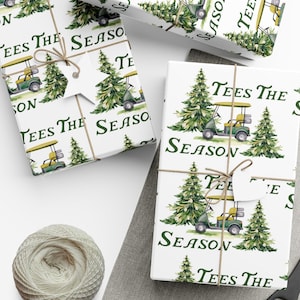 Golf Wrapping Paper, Golf Christmas Gift Wrap, Golfer Gift Wrap, Golf Xmas Wrapping Paper Roll, Golf Lover Gift Wrap, Tees the Season Gift image 1
