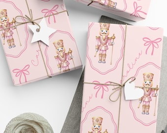 Custom Christmas Nutcracker Gift Wrap, Pink Christmas Custom Wrapping Paper, Coquette Gift Wrap, Cute Wrapping Paper, Christmas Holiday Gift
