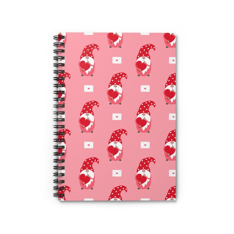 Valentines Day Gnome Notebook, Cute Valentine Gift, Love Heart Notebook