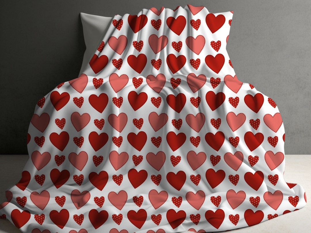Valentines Day Throw Blanket, Cute Heart Blanket Valentines Day