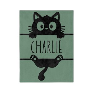 Personalized Black Cat Blanket, Cozy Pet Cat Throw Blanket, Customized Cat Throw, Velveteen Minky Comfy Blanket, Custom Name Blanket Gift image 8