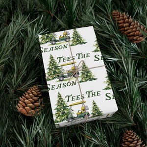 Golf Wrapping Paper, Golf Christmas Gift Wrap, Golfer Gift Wrap, Golf Xmas Wrapping Paper Roll, Golf Lover Gift Wrap, Tees the Season Gift image 2