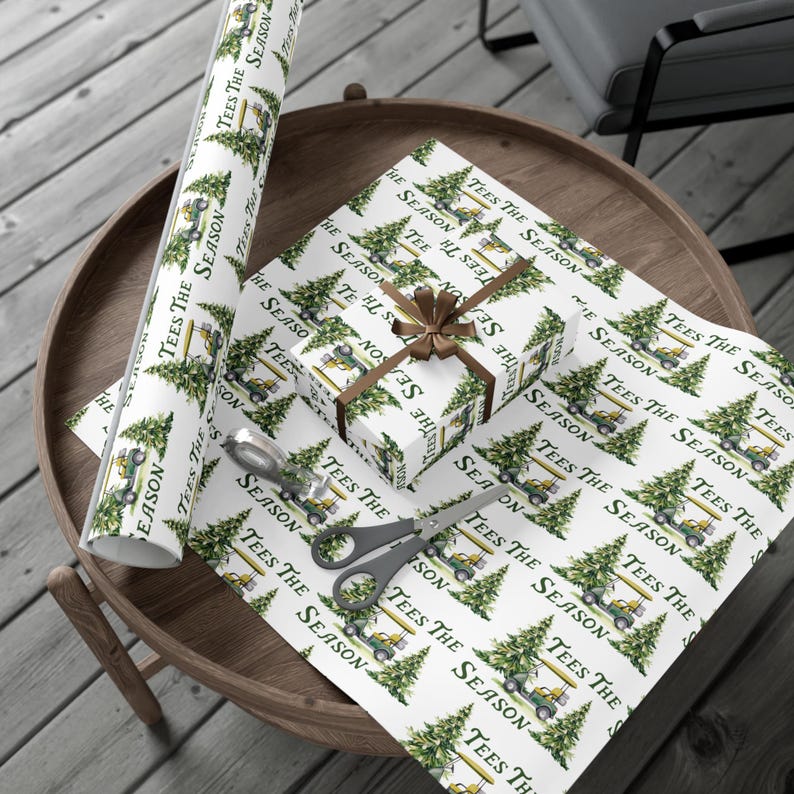 Golf Wrapping Paper, Golf Christmas Gift Wrap, Golfer Gift Wrap, Golf Xmas Wrapping Paper Roll, Golf Lover Gift Wrap, Tees the Season Gift image 3