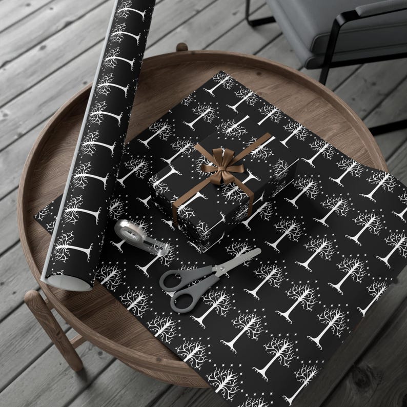 LOTR Wrapping Paper, LOTR Gift Wrap, LOTR Christmas Gift Wrapping Paper, Tree of Gondor Wrapping Paper Roll, Gondor Gift Wrapping Paper image 3