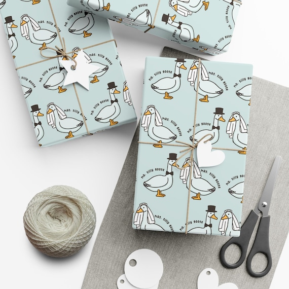 Wedding Wrapping Paper, Wedding Gift for Married Couple, Funny Goose Gift Wrapping Paper, Just Married Gift Wrap, Funny Wedding Gift Wrap