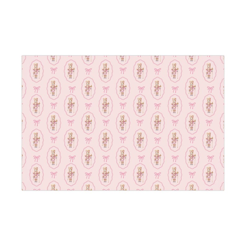 Christmas Nutcracker Gift Wrap, Pink Christmas Wrapping Paper, Coquette Gift Wrap, Cute Winter Wrapping Paper, Bow Christmas Holiday Gift image 5