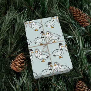 Wedding Wrapping Paper, Wedding Gift for Married Couple, Funny Goose Gift Wrapping Paper, Just Married Gift Wrap, Funny Wedding Gift Wrap image 2