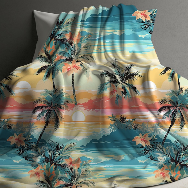 Tropical Palm Print Blanket All Over Print