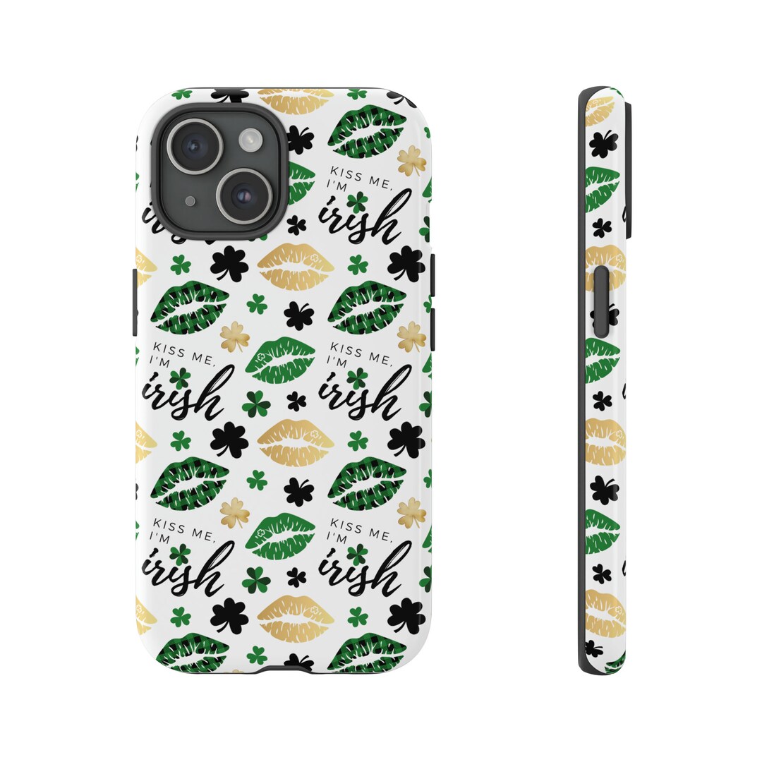 St Patricks Day iPhone 15 Case, Kiss Me I'm Irish Phone Case, Shamrock