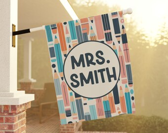 Custom Teacher Garden Flag, Teacher Appreciation Gift, Personalized Teacher Garden Flag, Custom Classroom Banner Decor, Teacher Welcome Flag