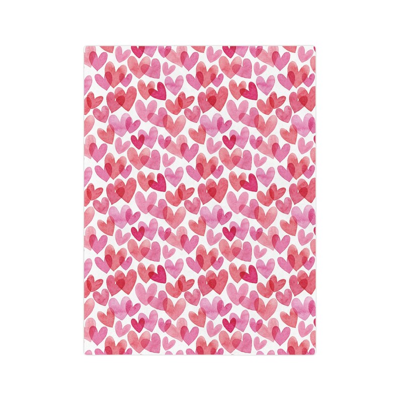 Watercolor Heart Blanket Valentines Day Gift, Couple Valentines Day