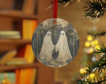 Halloween Wedding Ornament Gift, Halloween Ghost Ornament, Ghost Couple Halloween Gift, Ghost Wedding, Spooky Ornament, Anniversary Gift