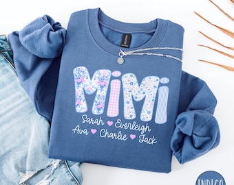 Mimi Sweatshirt, Grandma Sweatshirt, Floral Mimi Sweater, Cute Sweatshirt for Mimi, Mimi Gift for Grandma, Mimi Flower Crewneck Sweatshirt