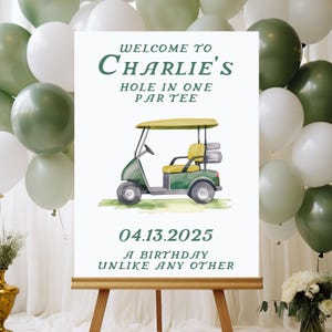 Golf Party Sign Custom Golf Birthday Welcome Sign Golf First Birthday Party Decorations Hole In One Golf Party Decor 1st Birthday
