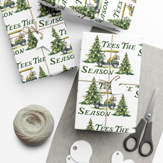 Golf Wrapping Paper, Golf Christmas Gift Wrap, Golfer Gift Wrap, Golf Xmas Wrapping Paper Roll, Golf Lover Gift Wrap, Tees the Season Gift