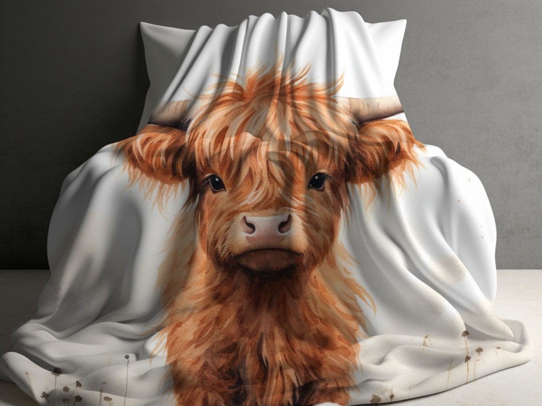 ONETECH Highland Cow Blanket Sunflower Cow Pattern Flannel Throw Blanket Ultra Soft Highlander Animal Print Blankets For Kids Adults