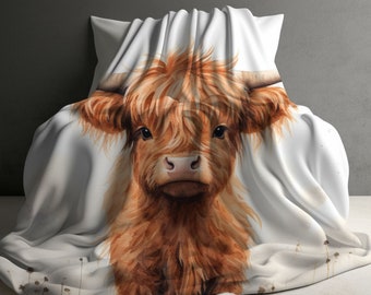 Highland Cow Baby Nursery Blanket, Highland Cow Boy Girl Blanket, Highland Cow Baby Shower Gift, Highland Cow Throw Decor, Cow Gift for Her