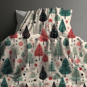 Pink Christmas Tree Blanket, Cozy Aesthetic Throw Blanket, Cute Christmas Throw, Adult Velveteen Minky Comfy Blanket, Bed Couch Blanket Gift