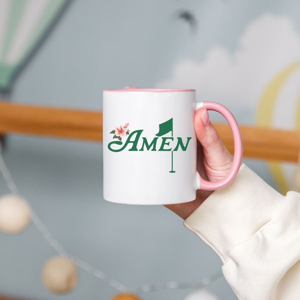 Golf Mug Gift, Amen Golf Flag Mug, Golf Gift for Women Men, Azalea Golf Coffee Mug, Golf Coffee Cup Lover Gift, Golf Accent Mug