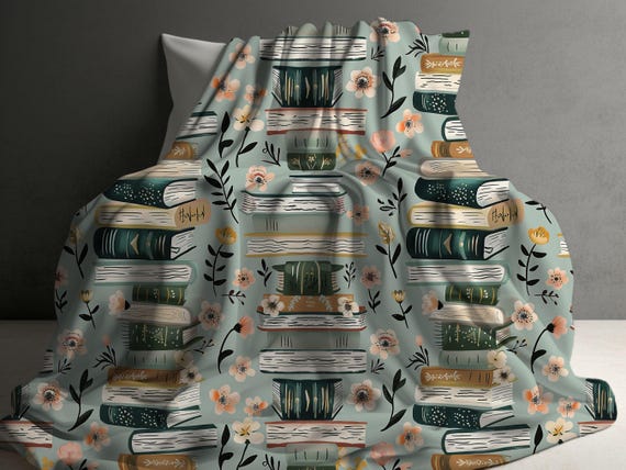 Book Blanket, Bookish Blanket Gifts for Her, Book Lover Gift for Women, Book Lover Blanket, Reading Blanket, Gift for Reader Woman Book Gift