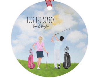 Custom Couple Golf Ornament, Personalized Golf Lover Gift, Custom Golf Gift for Him Her, Unique Golf Gift Women Men, Golf Husband Ornament