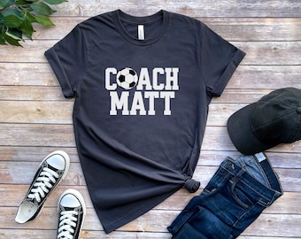 Custom Soccer Coach Shirt, Personalized Sports Coach Tshirt, Soccer Team Tee, Soccer Lover Gift, Soccer Ball Gift for Coach, Soccer Season