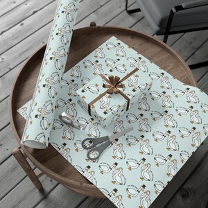 Wedding Wrapping Paper, Wedding Gift for Married Couple, Funny Goose Gift Wrapping Paper, Just Married Gift Wrap, Funny Wedding Gift Wrap image 3