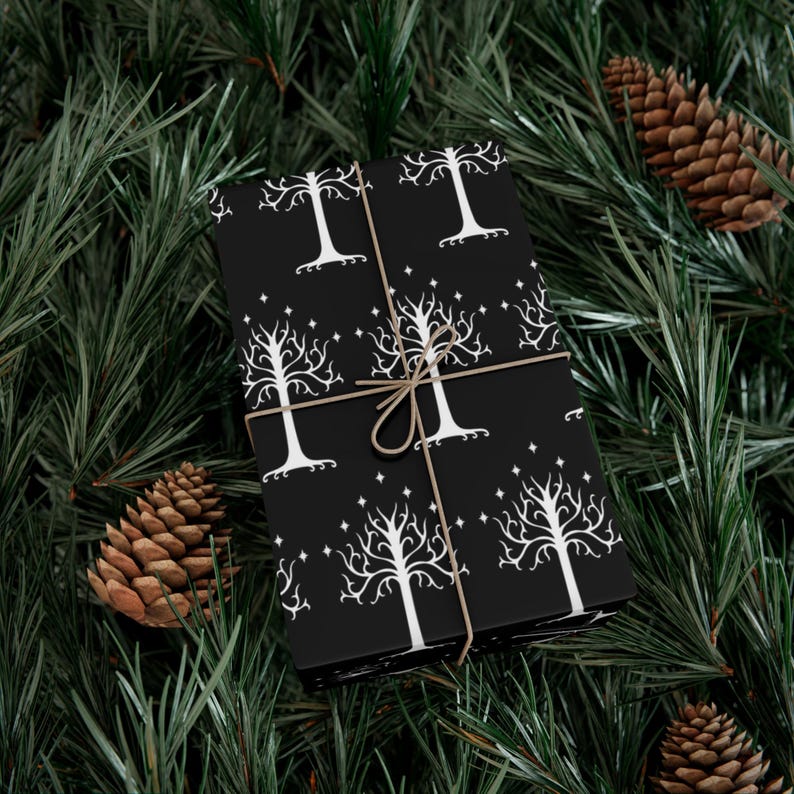 LOTR Wrapping Paper, LOTR Gift Wrap, LOTR Christmas Gift Wrapping Paper, Tree of Gondor Wrapping Paper Roll, Gondor Gift Wrapping Paper image 2