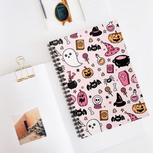 Halloween Notebook, Halloween Ghost Journal, Pink Halloween Gift, Halloween Notepad, Halloween Stationary Stationery, Fall Autumn Notebook